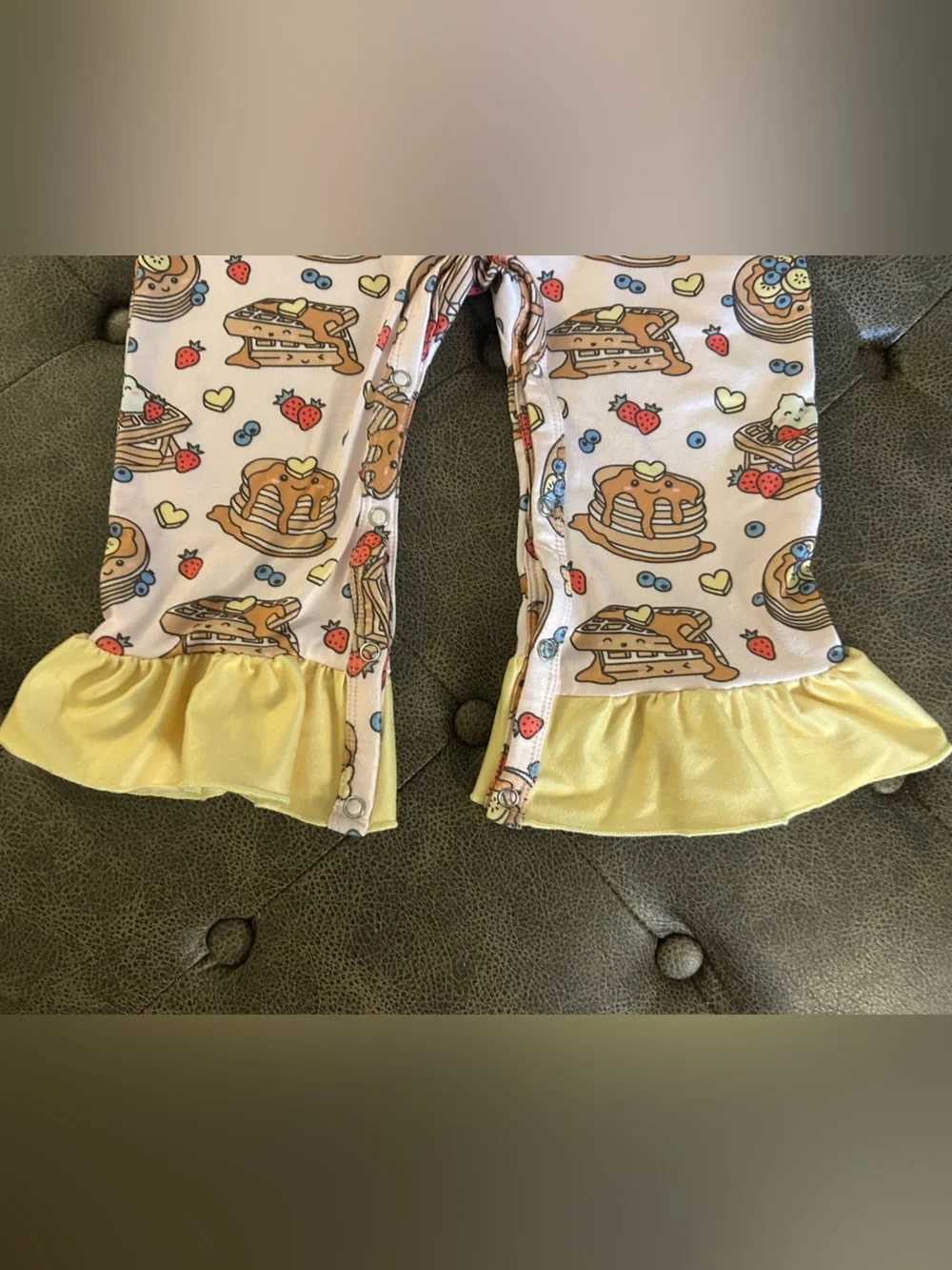 Kids Pancake Print Yellow Ruffle Romper - Unbranded